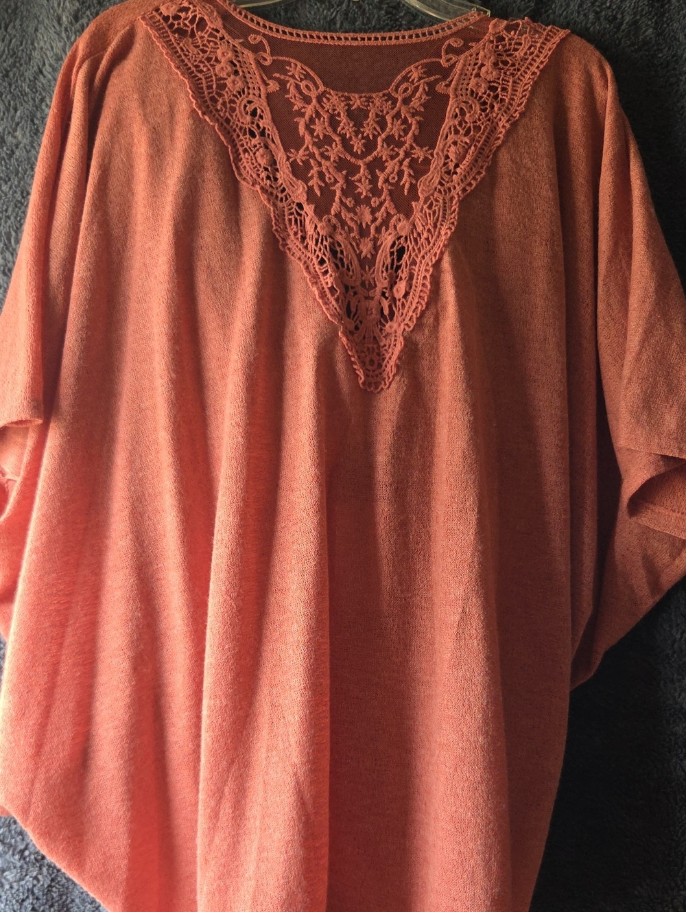 Women's Lace-Trim Tunic Top in Rust
